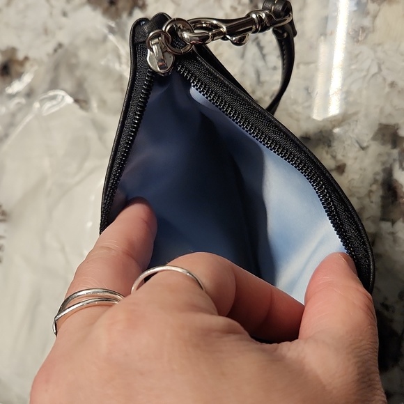 Coach Solid Black /Silver Leather Small Wristlet NWT - Picture 4 of 6